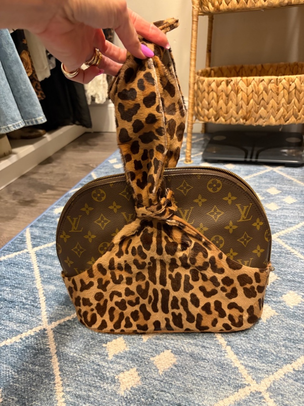 LOUIS VUITTON x ALAIA Leopard Print Pony Hair & Monogram Canvas Alma